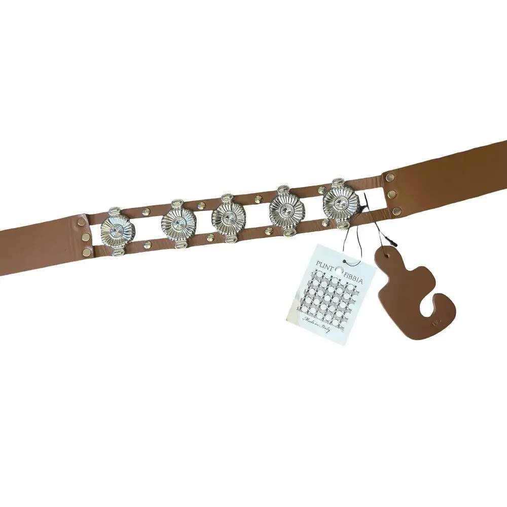 NWT Punto Fibbia Italian Leather Concho Belt
